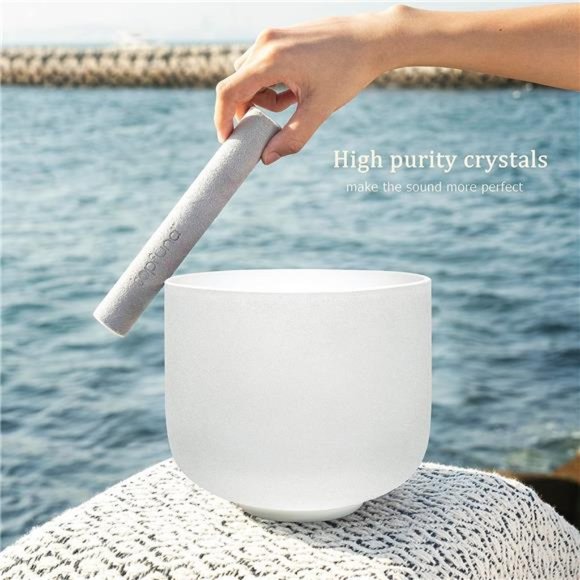 F Note Quartz Crystal Singing Bowl 8 Inch Heart Chakra Meditation Sound Healing - Picture 3 of 6